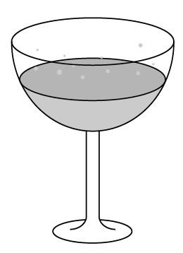 Hemisphere on a stem, circular base on top, with circle halfway between top base & stem, region between circle and stem is shaded.